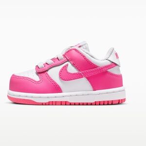 Baby Girl Nike Dunk Low Shoes White/Pink/Laser Fuchsia. Like new. Size 6